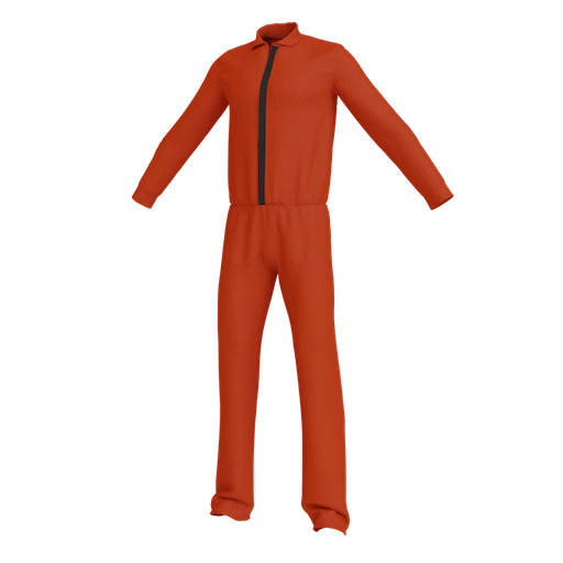 render en 3D de un jumpsuit rojo