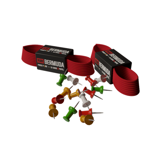 render en 3D de chinchetas y listones