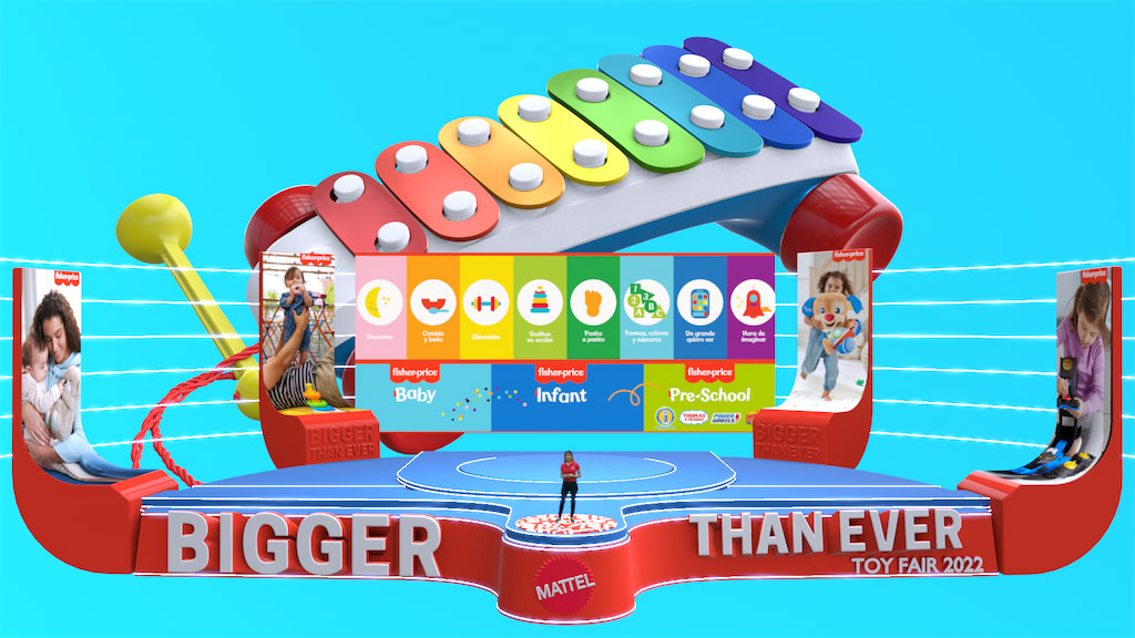 Escenario virtual con presentador real para Fisher Price