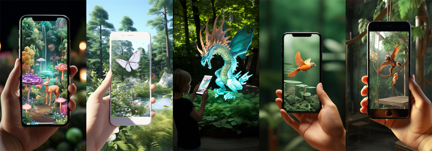 teléfonos celulares con ejemplos de aplicaciones de realidad aumentada