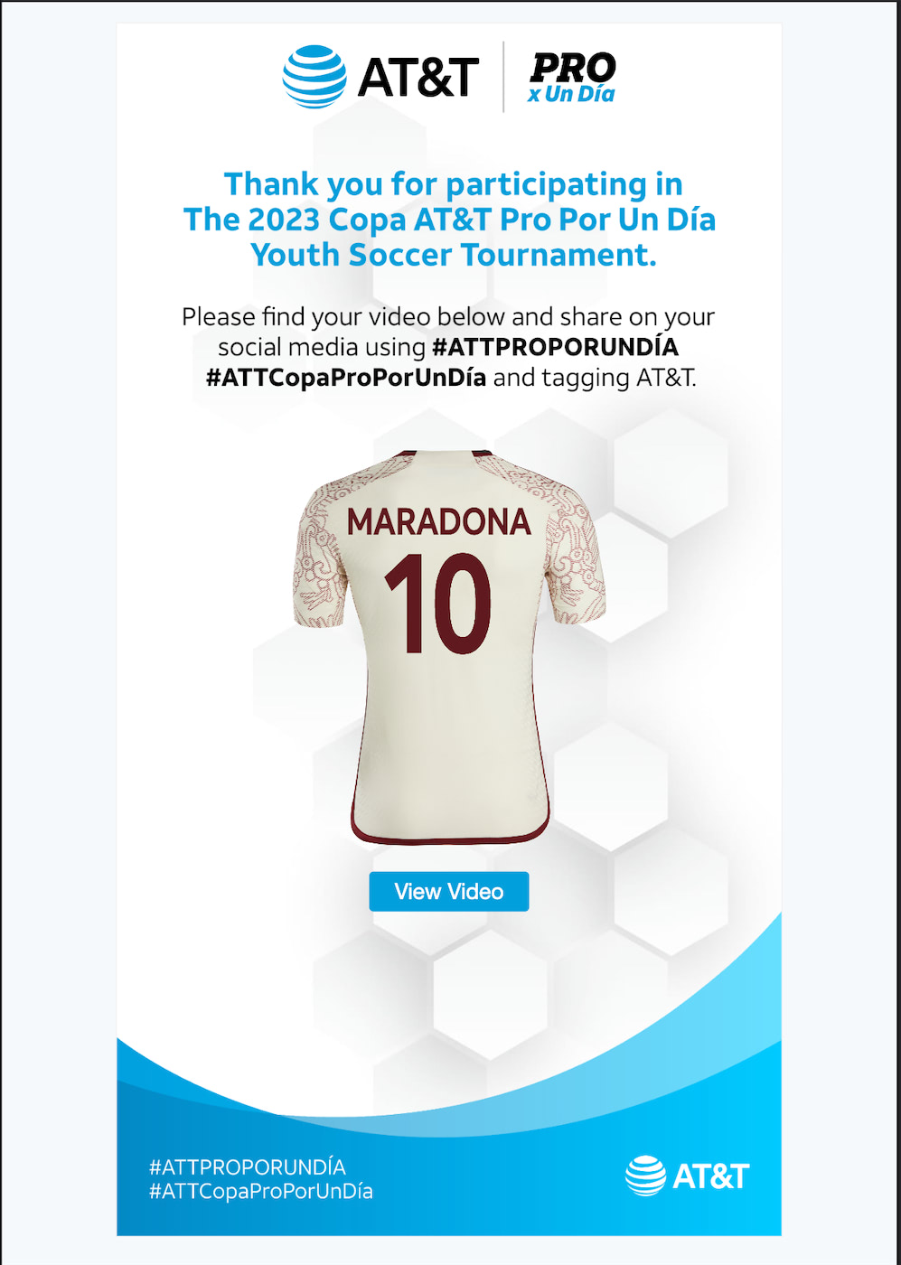 Email con texto de agradecimiento y link a video 3D