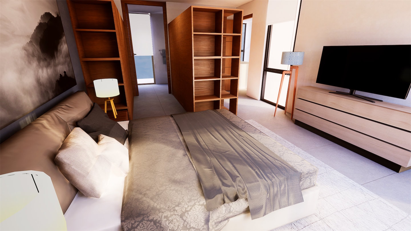 Ejemplo de render realista para recamara principal