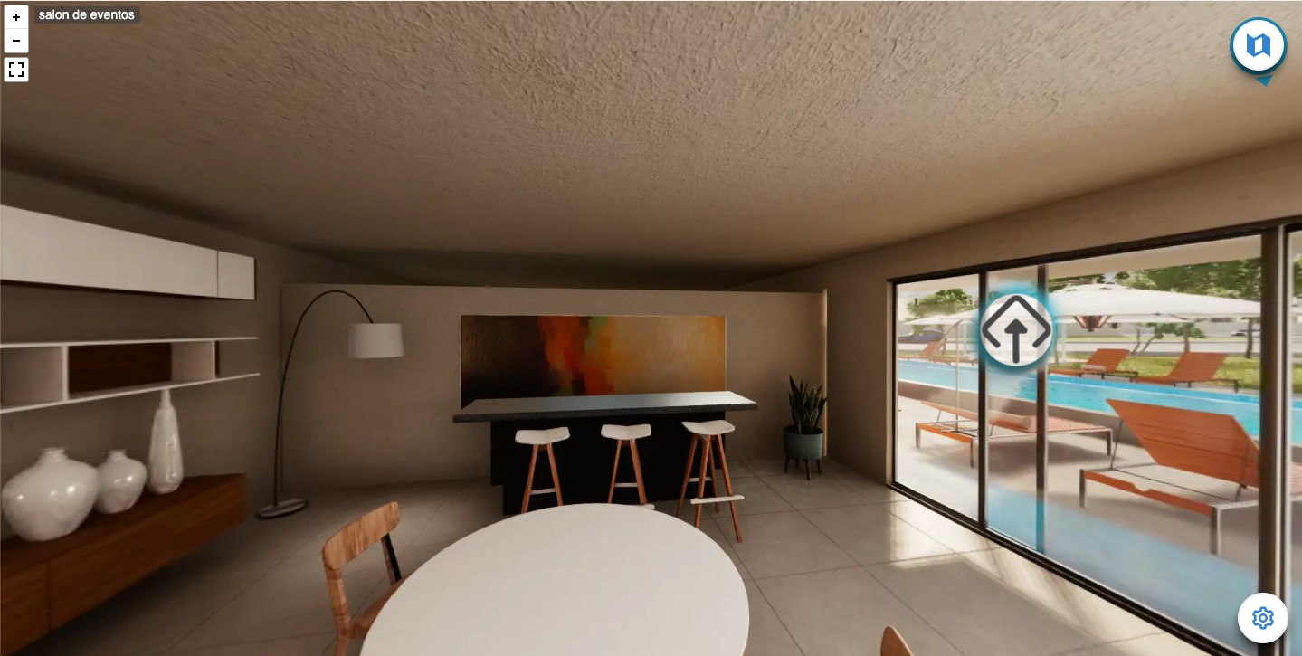 Paseo virtual interactivo, ejemplo de salon de eventos vr