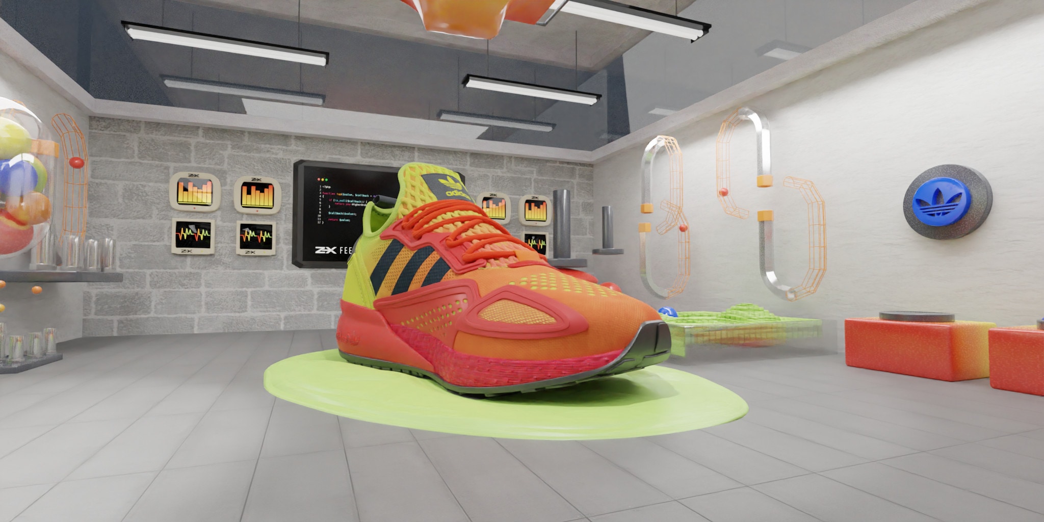 captura de pantalla de la experiencia de ralidad virtual para presentacion de producto de adidas