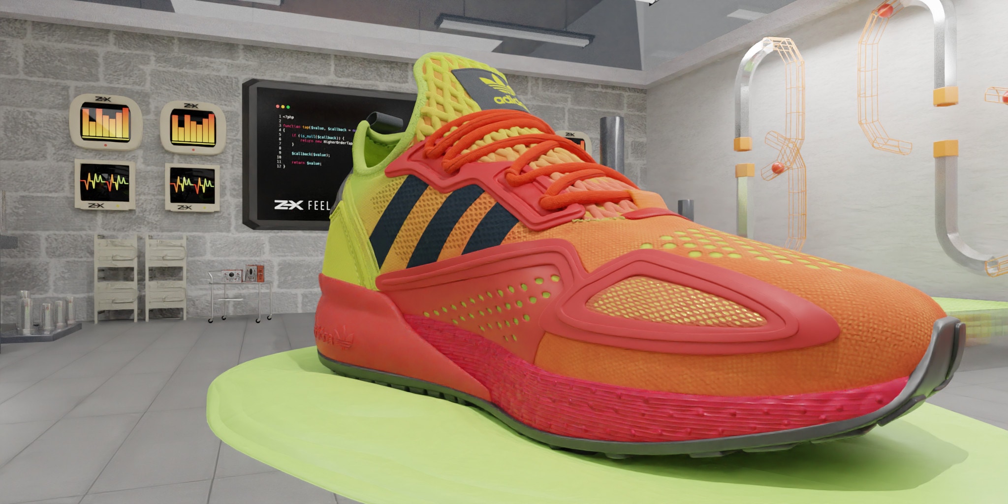 captura de pantalla de la experiencia de ralidad virtual para presentacion de producto de adidas