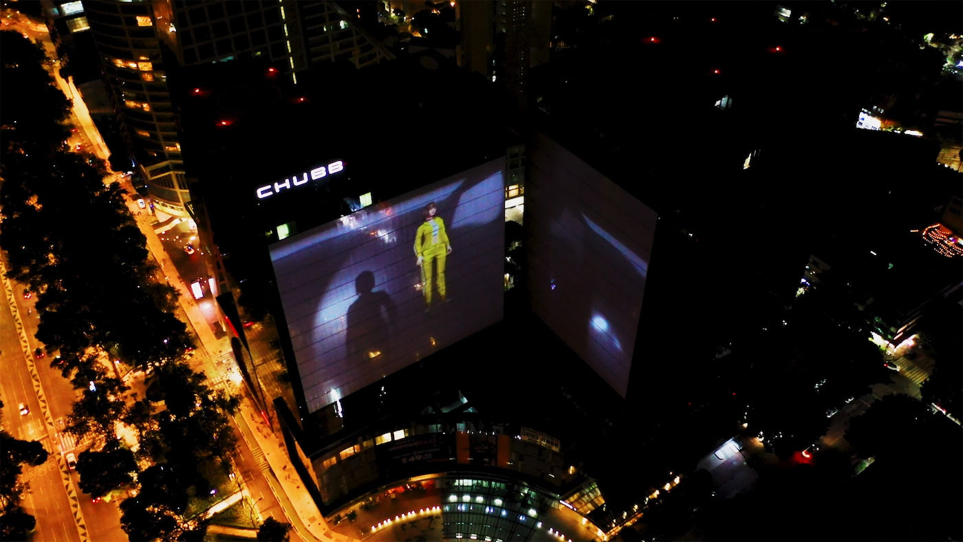 Video mapping en edificio en la calle reforma de ciudad de mexico