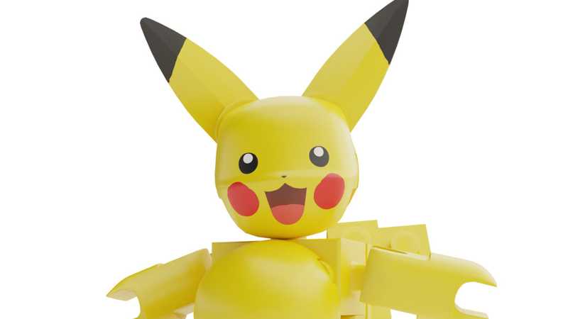 Modelado y animación 3d de personaje pikachu en wireframe