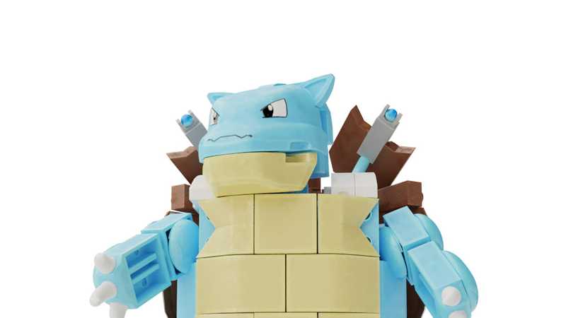 Modelado y animación 3d de personaje azul blastoise en wireframe