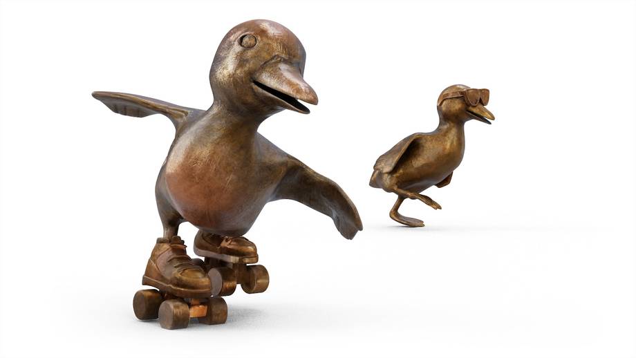 Estatuas de patos modeladas en 3d