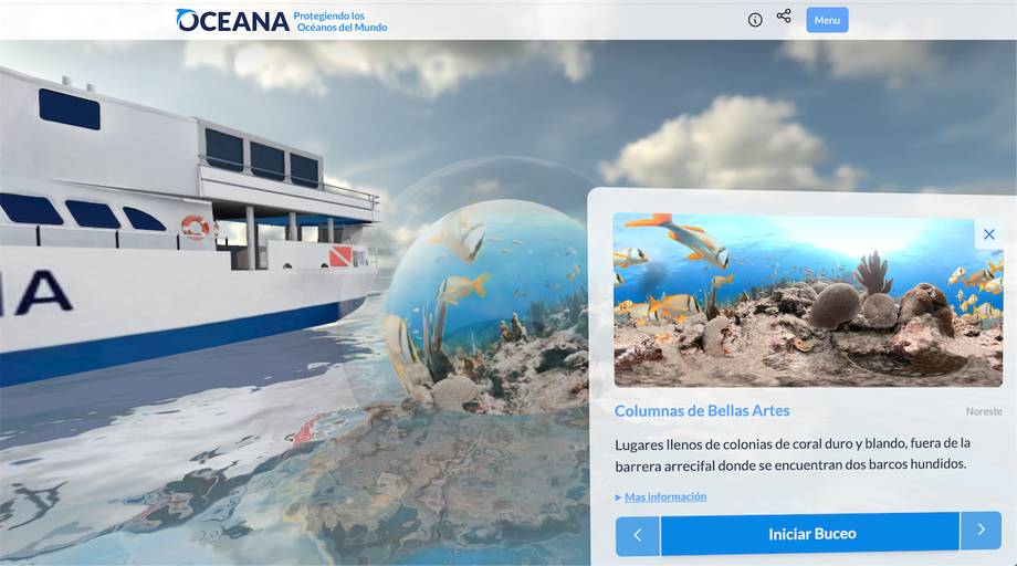 Escenario 3D de oceano con la isla alacranes