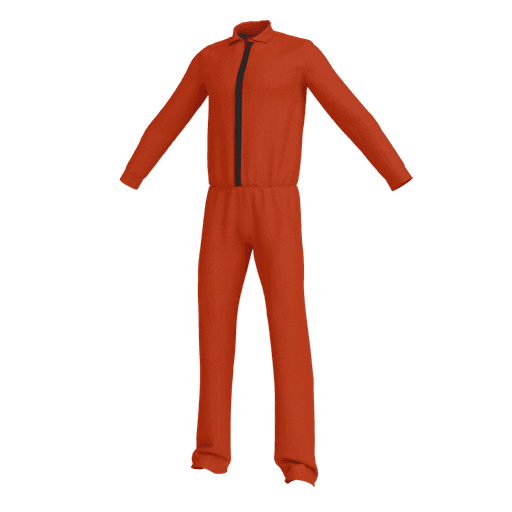 render en 3D de un jumpsuit rojo