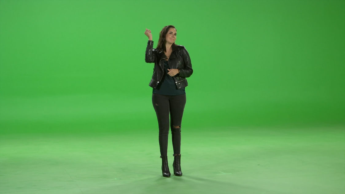 Image of a video that was recorded in front of a green screen.