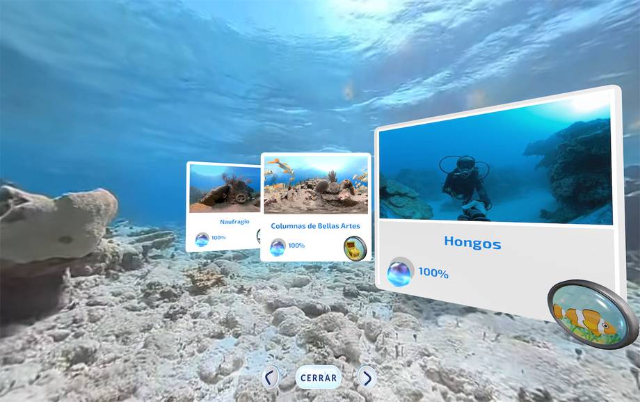Aplicacion de realidad virtual con tour submarino de el arrecife alacranes